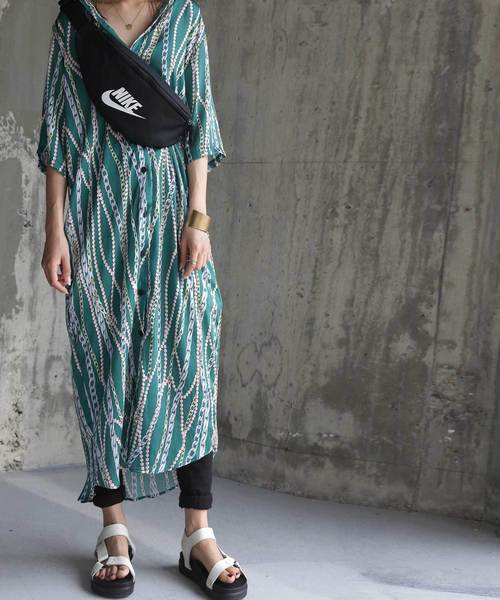 半袖ロングシャツワンピース