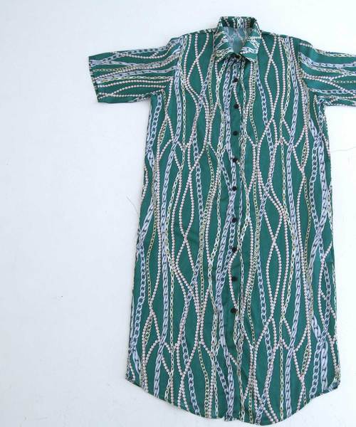 半袖ロングシャツワンピース