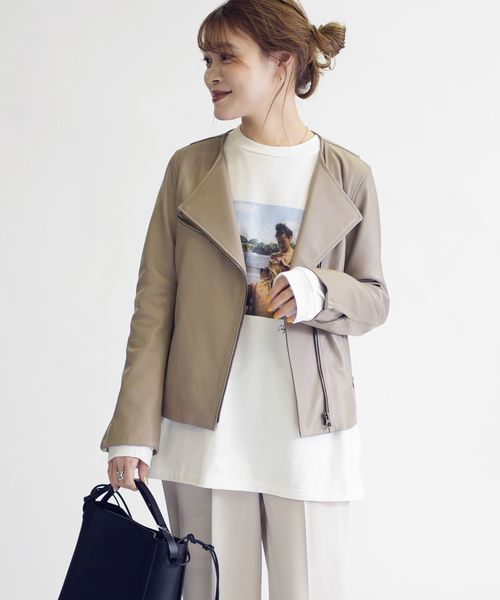 SHIPS（シップス）の「ノーカラーライダースジャケット◇（ライダース