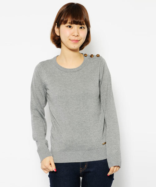 X-girl(エックスガール)の「BASIC KNIT TOP(ニット/セーター・レディース・ホワイト/ブラック/アッシュグレー/ネイビー・1/2)」の1枚目の写真
