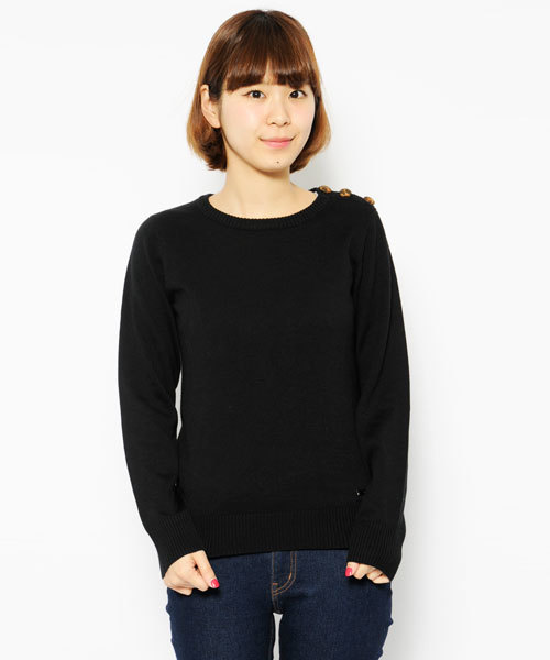 X-girl(エックスガール)の「BASIC KNIT TOP(ニット/セーター・レディース・ホワイト/ブラック/アッシュグレー/ネイビー・1/2)」の3枚目の写真