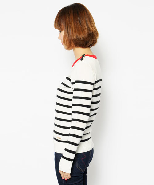 X-girl(エックスガール)の「BASIC KNIT TOP(ニット/セーター・レディース・ホワイト/ブラック/アッシュグレー/ネイビー・1/2)」の6枚目の写真