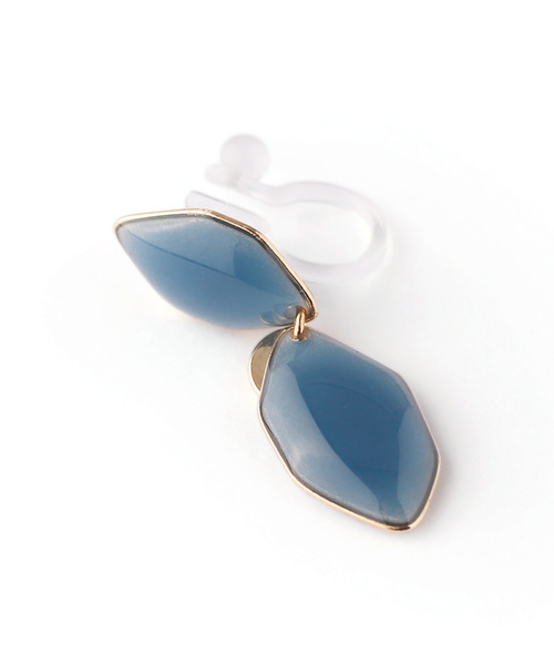 ANEMONE（アネモネ）の「ダブルヘキサゴンのつやつやミニイヤリング（イヤリング・レディース・ベージュ/ブラウン/ブルー/グリーン/ライトピンク・FREE）」の9枚目の写真