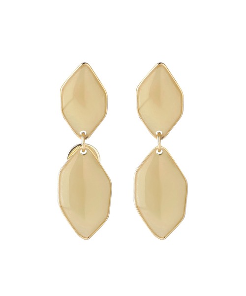 ANEMONE（アネモネ）の「ダブルヘキサゴンのつやつやミニイヤリング（イヤリング・レディース・ベージュ/ブラウン/ブルー/グリーン/ライトピンク・FREE）」の6枚目の写真