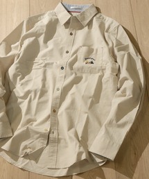 【a】ライトオックス カラーボタン ワンポイント刺繍レギュラーカラーシャツ
