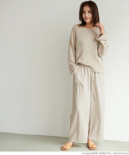 coca(coca)(コカ)の「リネンライクイージーパンツ(その他パンツ・レディース・チャコールグレー/アイボリー/ダークブルー・ONE SIZE)」の4枚目の写真