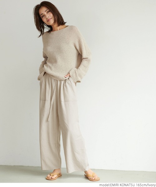 coca(coca)(コカ)の「リネンライクイージーパンツ(その他パンツ・レディース・チャコールグレー/アイボリー/ダークブルー・ONE SIZE)」の5枚目の写真