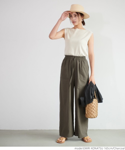 coca(coca)(コカ)の「リネンライクイージーパンツ(その他パンツ・レディース・チャコールグレー/アイボリー/ダークブルー・ONE SIZE)」の12枚目の写真