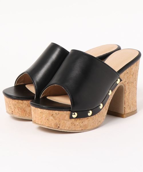 SUNNY ROOM（サニールーム）の「【厚底】甲深コルクハイヒールサンダル【ミュール】8580（サンダル・レディース・ホワイト/ブラック/ベージュ/パイソン・M/L/LL/S）」の3枚目の写真