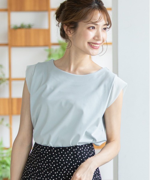 12Twelve Agenda(トゥエルブ アジェンダ)の「シフォンタックスリーブカットソープルオーバー(Tシャツ/カットソー・レディース・ブラック/オフホワイト/ミント/ライトカーキ・M)」の1枚目の写真