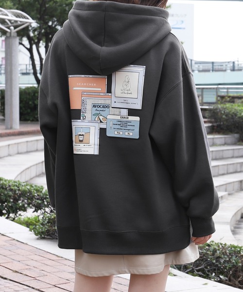 PairPair（ペアペア）の「パソコンバックプリントパーカー(ユニセックス)（パーカー・レディース・アイボリー/モカ/スミクロ・MEDIUM/LARGE）」の19枚目の写真