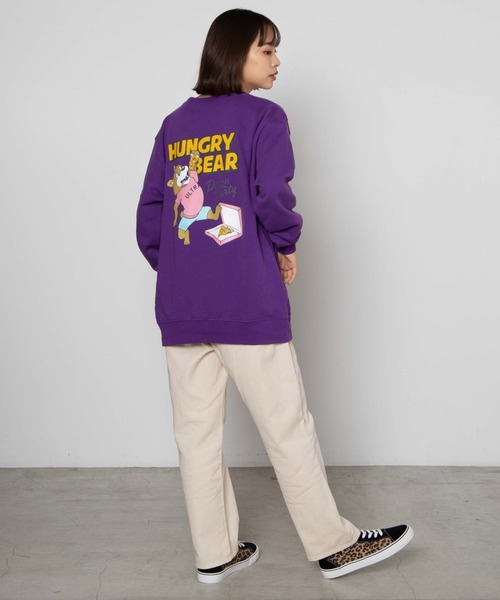 WEGO（ウィゴー）の「WEGO/HUNGRYBEARプリントプルオーバー（スウェット・レディース・パープル/ホワイト・MEDIUM/LARGE/X-LARGE）」の8枚目の写真