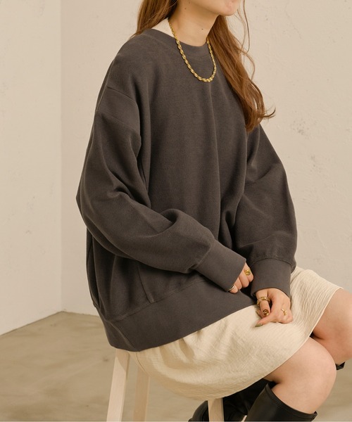 Ambre Neige（アンブルネージュ）の「ヴィンテージライク切り替えスウェット／【WEB/EC限定商品】（スウェット・レディース・チャコールグレー/ダークブルー・FREE）」の2枚目の写真