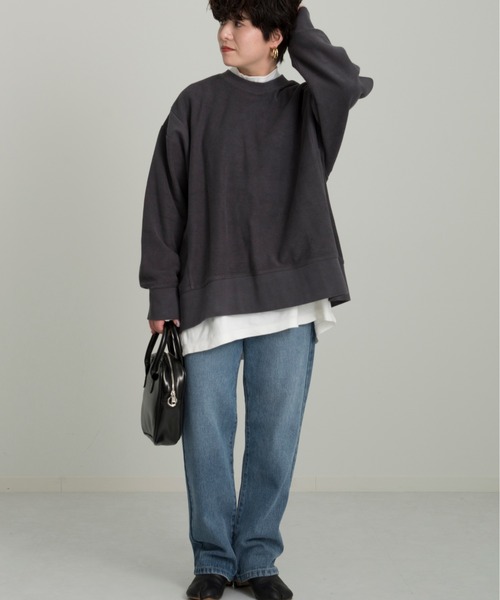 Ambre Neige（アンブルネージュ）の「ヴィンテージライク切り替えスウェット／【WEB/EC限定商品】（スウェット・レディース・チャコールグレー/ダークブルー・FREE）」の10枚目の写真