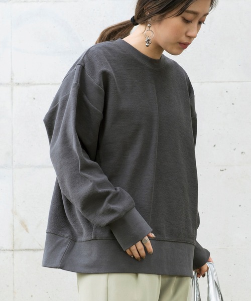 Ambre Neige（アンブルネージュ）の「ヴィンテージライク切り替えスウェット／【WEB/EC限定商品】（スウェット・レディース・チャコールグレー/ダークブルー・FREE）」の12枚目の写真