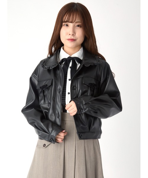 Ank Rouge(アンクルージュ)の「BACKスピンドル合皮ブルゾン Ank Rouge(アンクルージュ)の「BACKスピンドル合皮ブルゾン