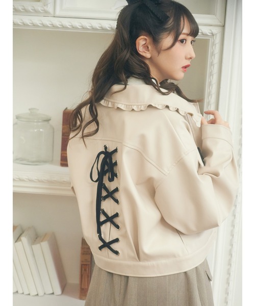 Ank Rouge(アンクルージュ)の「BACKスピンドル合皮ブルゾン Ank Rouge(アンクルージュ)の「BACKスピンドル合皮ブルゾン