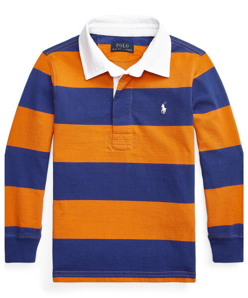 ストライプド コットン ジャージー ラグビー シャツ