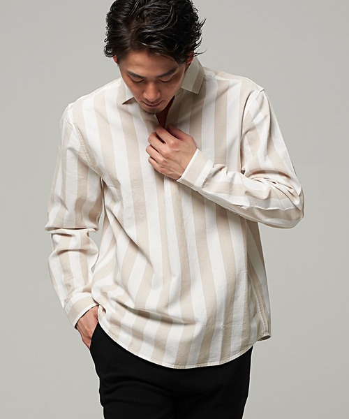 SILVER BULLET(シルバーバレット)の「『CavariA/キャバリア』パナマ長袖カプリシャツ(シャツ/ブラウス・メンズ・ブラック系その他/ベージュ系その他/ミント/ホワイト/ネイビー/ブルー系その他/ホワイト系その他/ピンク/ベージュ/ブラック/ブルー・M/L/XL)」の6枚目の写真