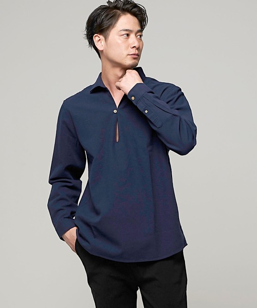 SILVER BULLET(シルバーバレット)の「『CavariA/キャバリア』パナマ長袖カプリシャツ(シャツ/ブラウス・メンズ・ブラック系その他/ベージュ系その他/ミント/ホワイト/ネイビー/ブルー系その他/ホワイト系その他/ピンク/ベージュ/ブラック/ブルー・M/L/XL)」の8枚目の写真