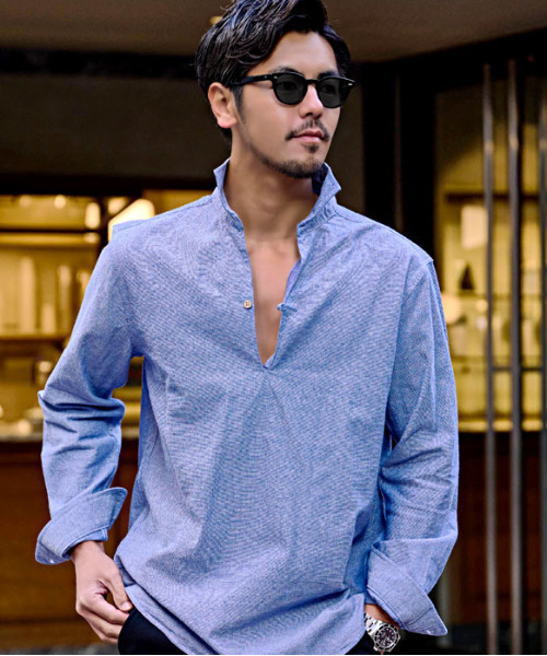 SILVER BULLET(シルバーバレット)の「『CavariA/キャバリア』パナマ長袖カプリシャツ(シャツ/ブラウス・メンズ・ブラック系その他/ベージュ系その他/ミント/ホワイト/ネイビー/ブルー系その他/ホワイト系その他/ピンク/ベージュ/ブラック/ブルー・M/L/XL)」の9枚目の写真