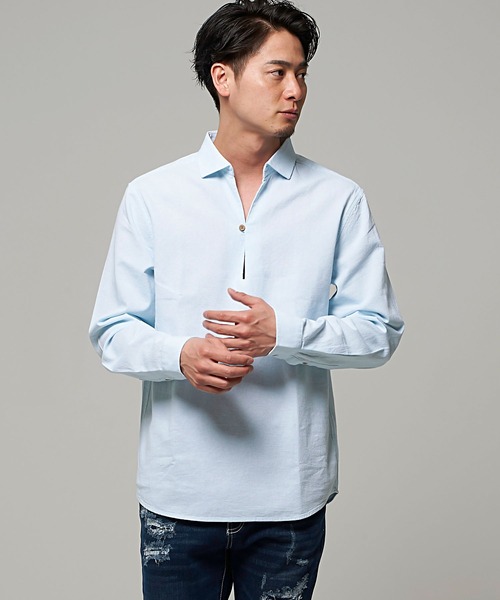 SILVER BULLET(シルバーバレット)の「『CavariA/キャバリア』パナマ長袖カプリシャツ(シャツ/ブラウス・メンズ・ブラック系その他/ベージュ系その他/ミント/ホワイト/ネイビー/ブルー系その他/ホワイト系その他/ピンク/ベージュ/ブラック/ブルー・M/L/XL)」の7枚目の写真