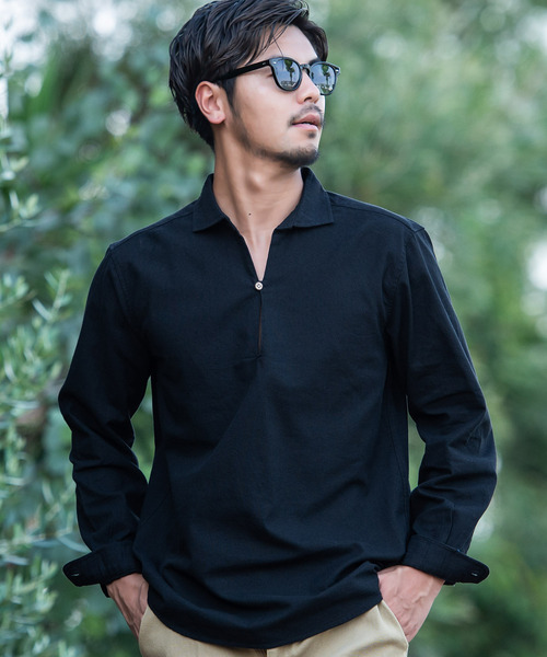 SILVER BULLET(シルバーバレット)の「『CavariA/キャバリア』パナマ長袖カプリシャツ(シャツ/ブラウス・メンズ・ブラック系その他/ベージュ系その他/ミント/ホワイト/ネイビー/ブルー系その他/ホワイト系その他/ピンク/ベージュ/ブラック/ブルー・M/L/XL)」の4枚目の写真