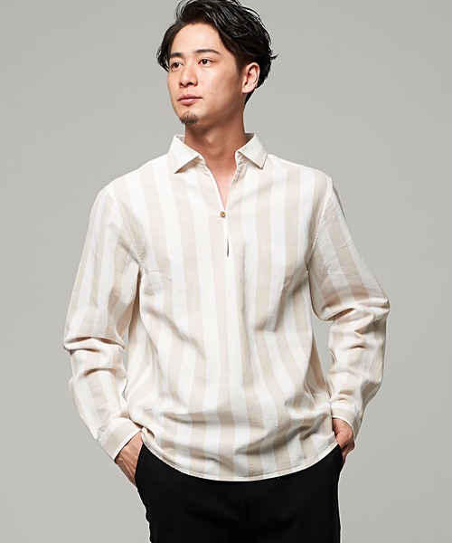 SILVER BULLET(シルバーバレット)の「『CavariA/キャバリア』パナマ長袖カプリシャツ(シャツ/ブラウス・メンズ・ブラック系その他/ベージュ系その他/ミント/ホワイト/ネイビー/ブルー系その他/ホワイト系その他/ピンク/ベージュ/ブラック/ブルー・M/L/XL)」の13枚目の写真