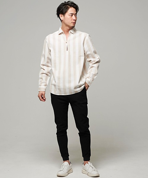 SILVER BULLET(シルバーバレット)の「『CavariA/キャバリア』パナマ長袖カプリシャツ(シャツ/ブラウス・メンズ・ブラック系その他/ベージュ系その他/ミント/ホワイト/ネイビー/ブルー系その他/ホワイト系その他/ピンク/ベージュ/ブラック/ブルー・M/L/XL)」の14枚目の写真