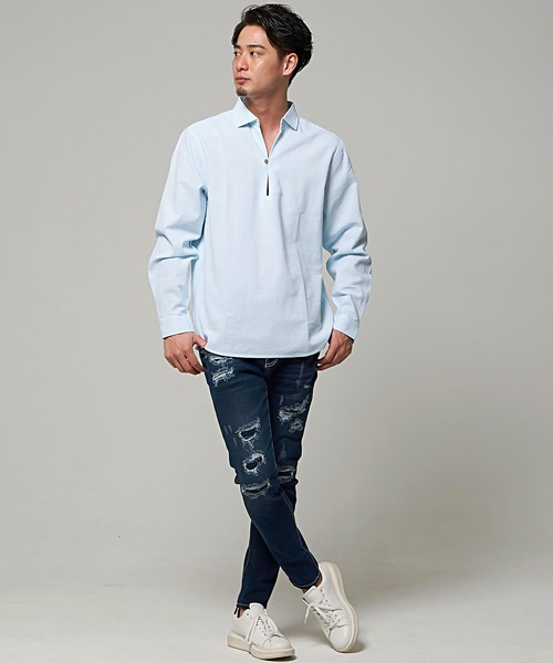 SILVER BULLET(シルバーバレット)の「『CavariA/キャバリア』パナマ長袖カプリシャツ(シャツ/ブラウス・メンズ・ブラック系その他/ベージュ系その他/ミント/ホワイト/ネイビー/ブルー系その他/ホワイト系その他/ピンク/ベージュ/ブラック/ブルー・M/L/XL)」の22枚目の写真