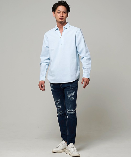 SILVER BULLET(シルバーバレット)の「『CavariA/キャバリア』パナマ長袖カプリシャツ(シャツ/ブラウス・メンズ・ブラック系その他/ベージュ系その他/ミント/ホワイト/ネイビー/ブルー系その他/ホワイト系その他/ピンク/ベージュ/ブラック/ブルー・M/L/XL)」の20枚目の写真