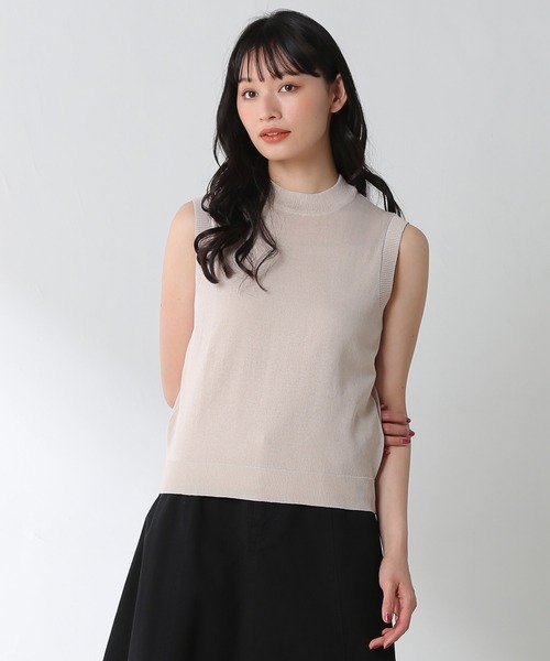 Honeys（ハニーズ）の「インナー付ノースリニット（ニット/セーター・レディース・パープル/ブラック/グリーン/ベージュ/アイボリー・L/S/M）」の4枚目の写真