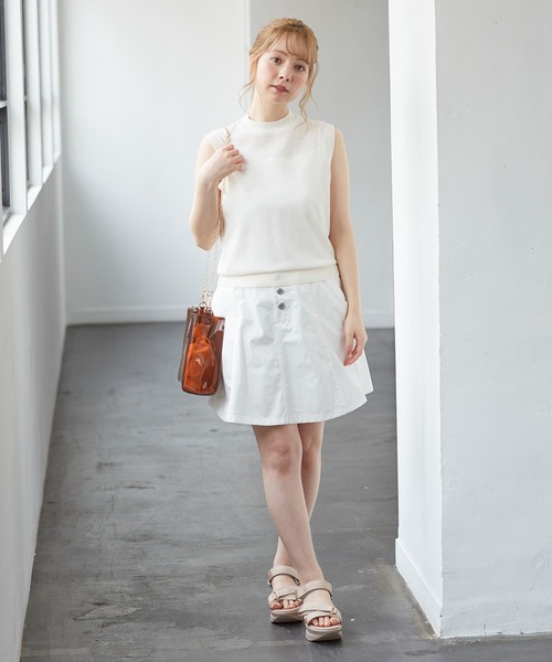 Honeys（ハニーズ）の「インナー付ノースリニット（ニット/セーター・レディース・パープル/ブラック/グリーン/ベージュ/アイボリー・L/S/M）」の8枚目の写真