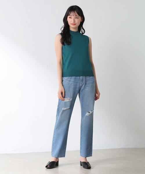 Honeys（ハニーズ）の「インナー付ノースリニット（ニット/セーター・レディース・パープル/ブラック/グリーン/ベージュ/アイボリー・L/S/M）」の11枚目の写真