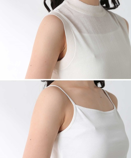 Honeys（ハニーズ）の「インナー付ノースリニット（ニット/セーター・レディース・パープル/ブラック/グリーン/ベージュ/アイボリー・L/S/M）」の6枚目の写真