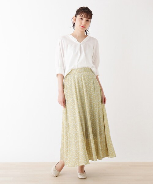 DRESKIP（ドレスキップ）の「◆花柄ゴアードスカート（スカート・レディース・ネイビー系/ライトイエロー系1/ホワイト系3・03/02）」の6枚目の写真