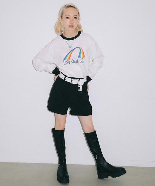 X-girl（エックスガール）の「MILLS LOGO JACQUARD SHORT PANTS（その他パンツ・レディース・ベージュ/ライトグリーン/ブラック・S/M/XS）」の21枚目の写真