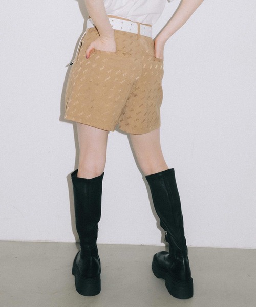 X-girl（エックスガール）の「MILLS LOGO JACQUARD SHORT PANTS（その他パンツ・レディース・ベージュ/ライトグリーン/ブラック・S/M/XS）」の8枚目の写真