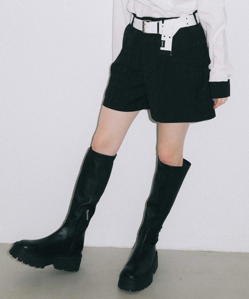 X-girl（エックスガール）の「MILLS LOGO JACQUARD SHORT PANTS（その他パンツ・レディース・ベージュ/ライトグリーン/ブラック・S/M/XS）」の22枚目の写真