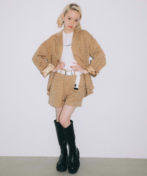 X-girl（エックスガール）の「MILLS LOGO JACQUARD SHORT PANTS（その他パンツ・レディース・ベージュ/ライトグリーン/ブラック・S/M/XS）」の10枚目の写真