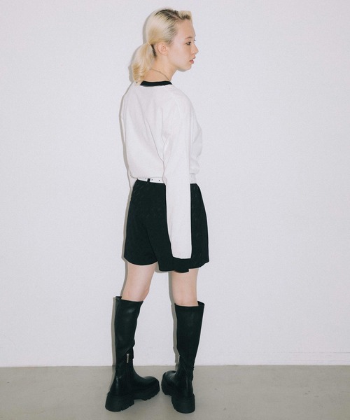 X-girl（エックスガール）の「MILLS LOGO JACQUARD SHORT PANTS（その他パンツ・レディース・ベージュ/ライトグリーン/ブラック・S/M/XS）」の7枚目の写真