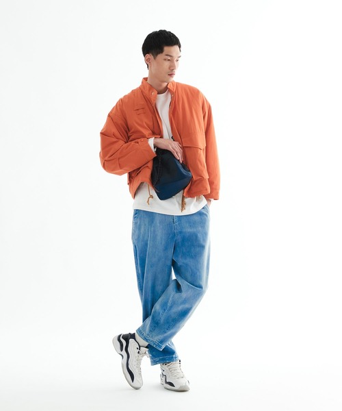 plain-me（プレインミー）の「plain-me ナイロン光沢巾着バッグ（ショルダーバッグ・メンズ・ネイビー・FREE）」の4枚目の写真