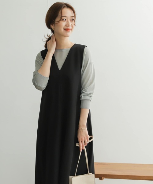 URBAN RESEARCH DOORS（アーバンリサーチドアーズ）の「ダブルクロスVネックジャンパースカート（ジャンパースカート・レディース・ブラック/グレー系その他・ONE）」の18枚目の写真