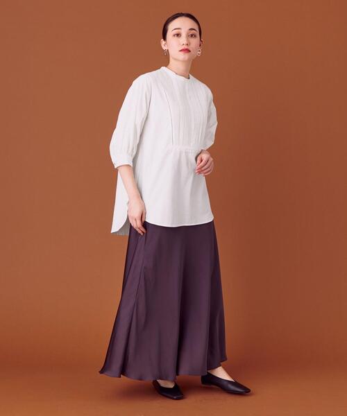 closet story(クローゼットストーリー)の「<closet story>□PO ピンタック チュニック ブラウス -手洗い可能-(シャツ/ブラウス・レディース・ホワイト/ブラック・FREE)」の10枚目の写真