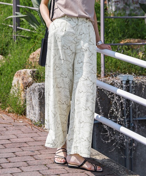 La-gemme(ラジェム)の「線画フラワー&マーブル柄パンツ(その他パンツ・レディース・ホワイト系その他/ブラック系その他/ブラック系その他2/ベージュ系その他2・M/L)」の17枚目の写真