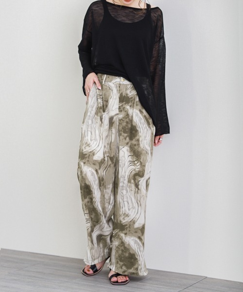 La-gemme(ラジェム)の「線画フラワー&マーブル柄パンツ(その他パンツ・レディース・ホワイト系その他/ブラック系その他/ブラック系その他2/ベージュ系その他2・M/L)」の10枚目の写真