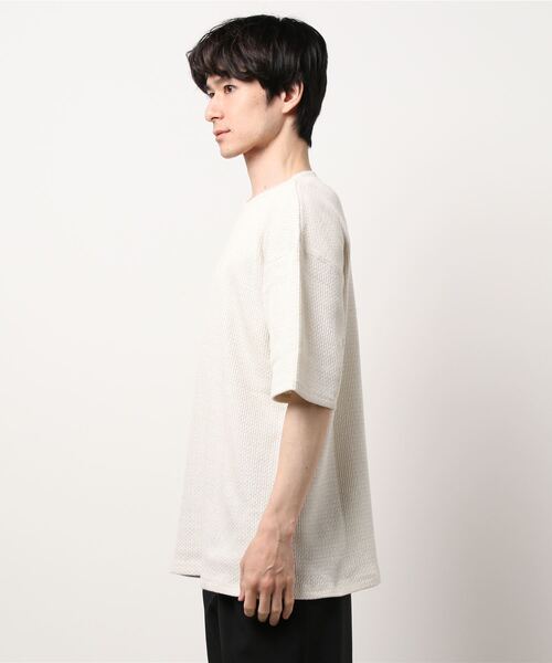 JUNRED（ジュンレッド）の「ローゲージカノコＴシャツ（Tシャツ/カットソー・メンズ・グレー/ホワイト/ネイビー・M/L/LL）」の4枚目の写真