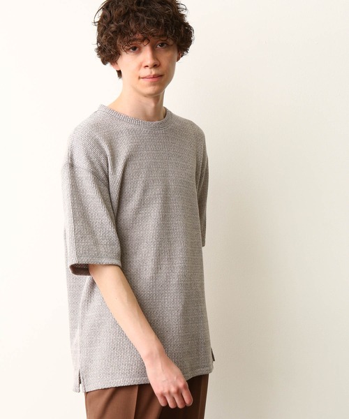 JUNRED（ジュンレッド）の「ローゲージカノコＴシャツ（Tシャツ/カットソー・メンズ・グレー/ホワイト/ネイビー・M/L/LL）」の3枚目の写真