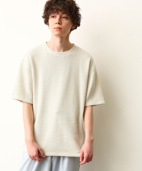 JUNRED（ジュンレッド）の「ローゲージカノコＴシャツ（Tシャツ/カットソー・メンズ・グレー/ホワイト/ネイビー・M/L/LL）」の2枚目の写真