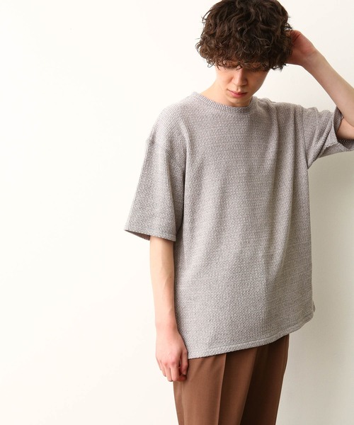 JUNRED（ジュンレッド）の「ローゲージカノコＴシャツ（Tシャツ/カットソー・メンズ・グレー/ホワイト/ネイビー・M/L/LL）」の7枚目の写真